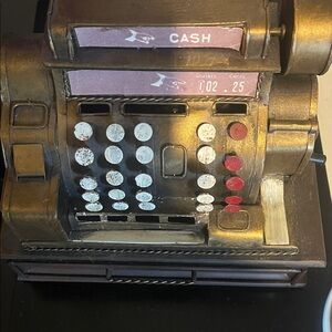 Vintage Cash Register piggy bank in Gold and Red